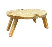 DKSooozs Table de pique-nique pliante en bois avec support pour verres à vin - Portable 2 en 1 support pour verres à vin et plat compartimenté