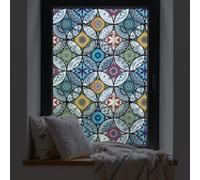 dktie Film de fenêtre en vinyle non adhésif pour intimité, film pour vitrail pour salle de bain et porte de douche, contrôle thermique anti-UV (Bleu, 90 x 200 cm)