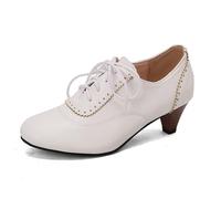 Dktoberfest Femmes Europe États-Unis Commerce Extérieur Printemps Été Bouche Profonde Liée Avec La Couleur Solide Chaussures Rétro Fleurs Femmes Chaussures, Blanc., 39 EU