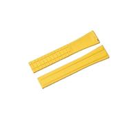 DKWOIS Bracelet de montre CTS en caoutchouc fluoré 20 mm, boucle papillon à dégagement rapide, FKM, à découper sur mesure, compatible avec Seiko Aquanaut, OEM Seamaster(Yellow,20MMX16MM_GOLD BUCKLE)