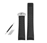 DKWOIS Bracelet de montre en caoutchouc naturel compatible avec TAG Heuer Grand Carrera, bracelet sport en silicone souple, 22 mm, 24 mm(Black-silver,24mm)