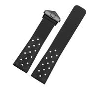 DKWOIS Bracelet de montre en caoutchouc souple et silicone de 22 mm compatible avec le bracelet de montre TAG HEUER MONACO CARRERA FORMULA 1 avec boucle déployante(Black black)