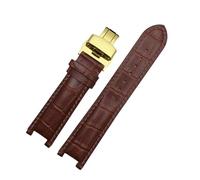DKWOIS Bracelet de montre en cuir Compatible avec GC 22 * 13mm 20 * 11mm, bracelet cranté avec boucle papillon en acier inoxydable, ceinture de montre for hommes et femmes(Brown gold,20-11mm)