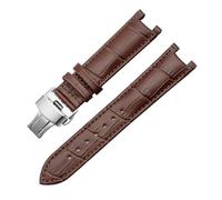 DKWOIS Bracelet de montre en cuir compatible avec le bracelet de montre GC Guess Bracelet à boucle papillon 20 * 11mm 22 * 13mm Bracelet en cuir de vache for hommes et femmes(Brown silver,22-13mm)