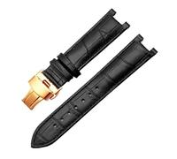 DKWOIS Bracelet de montre en cuir compatible avec le bracelet de montre GC Guess Bracelet à boucle papillon 20 * 11mm 22 * 13mm Bracelet en cuir de vache for hommes et femmes(Black rose,22-13mm)