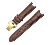 DKWOIS Bracelet de montre en cuir compatible avec le bracelet de montre GC Guess Bracelet à boucle papillon 20 * 11mm 22 * 13mm Bracelet en cuir de vache for hommes et femmes(Brown gold,22-13mm)