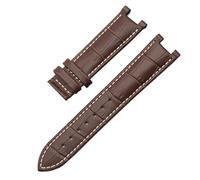 DKWOIS Bracelet de montre en cuir compatible avec le bracelet de montre GC Guess Bracelet à boucle papillon 20 * 11mm 22 * 13mm Bracelet en cuir de vache for hommes et femmes(Brown white,22-13mm)