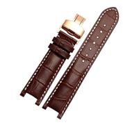 DKWOIS Bracelet de montre en cuir cranté, 20x11mm, 22x13mm, Compatible avec GC Guess Passa Lleathe, chaîne de montre étanche for hommes et femmes(Brown-white-rose,22x13mm)