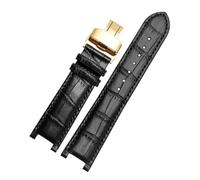 DKWOIS Bracelet de montre en cuir cranté, 20x11mm, 22x13mm, Compatible avec GC Guess Passa Lleathe, chaîne de montre étanche for hommes et femmes(Black-gold,22x13mm)