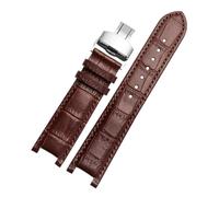 DKWOIS Bracelet de montre en cuir cranté, 20x11mm, 22x13mm, Compatible avec GC Guess Passa Lleathe, chaîne de montre étanche for hommes et femmes(Brown-silver,20x11mm)