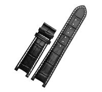 DKWOIS Bracelet de montre en cuir cranté, 20x11mm, 22x13mm, Compatible avec GC Guess Passa Lleathe, chaîne de montre étanche for hommes et femmes(Black white- no,22x13mm)