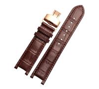 DKWOIS Bracelet de montre en cuir cranté, 20x11mm, 22x13mm, Compatible avec GC Guess Passa Lleathe, chaîne de montre étanche for hommes et femmes(Brown-rosegold,20x11mm)