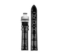 DKWOIS Bracelet de montre en cuir de vachette souple et brillant for femme, 12 mm, 14 mm, 16 mm, 18 mm, compatible avec Casio, Citizen, Fossil, violet et blanc(Black-steel Folding,20mm)