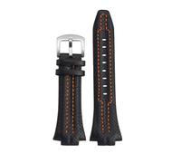 DKWOIS Bracelet de montre en cuir for homme, 27 mm x 15 mm, compatible avec la série Sportura SNL029P2-SNL021P1 SNL595P2 SNL017P1(Black silver buckle)