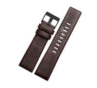 DKWOIS Bracelet de montre en cuir véritable Diesel DZ7311 DZ7332 DZ4318 DZ4323, noir, marron, blanc, for homme, 22 mm, 24 mm, 26 mm, 28 mm, 30 mm(Brown black rivet,26mm)