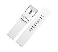 DKWOIS Bracelet de montre en cuir véritable Diesel DZ7311 DZ7332 DZ4318 DZ4323, noir, marron, blanc, for homme, 22 mm, 24 mm, 26 mm, 28 mm, 30 mm(White silver buckle,30mm)