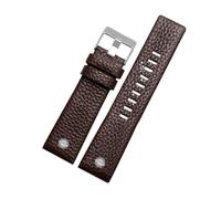 DKWOIS Bracelet de montre en cuir véritable Diesel DZ7311 DZ7332 DZ4318 DZ4323, noir, marron, blanc, for homme, 22 mm, 24 mm, 26 mm, 28 mm, 30 mm(Brown silver rivet,26mm)