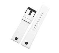 DKWOIS Bracelet de montre en cuir véritable Diesel DZ7311 DZ7332 DZ4318 DZ4323, noir, marron, blanc, for homme, 22 mm, 24 mm, 26 mm, 28 mm, 30 mm(White black rivet,30mm)