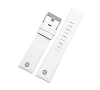 DKWOIS Bracelet de montre en cuir véritable Diesel DZ7311 DZ7332 DZ4318 DZ4323, noir, marron, blanc, for homme, 22 mm, 24 mm, 26 mm, 28 mm, 30 mm(White silver rivet,30mm)