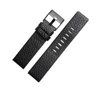 DKWOIS Bracelet de montre en cuir véritable Diesel DZ7311 DZ7332 DZ4318 DZ4323, noir, marron, blanc, for homme, 22 mm, 24 mm, 26 mm, 28 mm, 30 mm(Black black buckle,27mm)