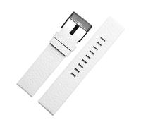 DKWOIS Bracelet de montre en cuir véritable Diesel DZ7311 DZ7332 DZ4318 DZ4323, noir, marron, blanc, for homme, 22 mm, 24 mm, 26 mm, 28 mm, 30 mm(White black buckle,27mm)