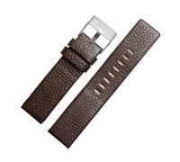 DKWOIS Bracelet de montre en cuir véritable Diesel DZ7311 DZ7332 DZ4318 DZ4323, noir, marron, blanc, for homme, 22 mm, 24 mm, 26 mm, 28 mm, 30 mm(Brown silver buckle,30mm)