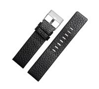 DKWOIS Bracelet de montre en cuir véritable Diesel DZ7311 DZ7332 DZ4318 DZ4323, noir, marron, blanc, for homme, 22 mm, 24 mm, 26 mm, 28 mm, 30 mm(Black Silver Buckle,28mm)
