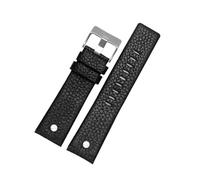 DKWOIS Bracelet de montre en cuir véritable Diesel DZ7311 DZ7332 DZ4318 DZ4323, noir, marron, blanc, for homme, 22 mm, 24 mm, 26 mm, 28 mm, 30 mm(Black Silver rivet,22mm)