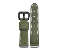 DKWOIS Bracelet de montre en cuir vintage bleu givré compatible avec Panerai JEEP Breitling Diesel Bracelet de montre for homme 22 mm 24 mm 26 mm Marron foncé kaki(Green-black,26mm)