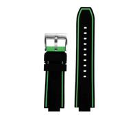 DKWOIS Bracelet de montre en silicone à interface convexe, compatible avec les bracelets de montre Citizen Red Devils Series CC3079-11E CC3075-80E CC3039-08(Black Green-silver)