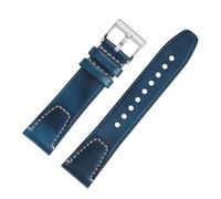 DKWOIS Bracelet De Montre Universel En Cuir De Vache Vintage À Dégagement Rapide, 20 Mm/22 Mm, Compatible Avec Les Bracelets De Rechange Rolex, Omega, Tudor Et Longines(Blue silver,22mm)
