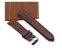 DKWOIS Bracelet de montre vintage fait main, 18 mm, 19 mm, 20 mm, 22 mm, 24 mm, style racing, en cuir gris, noir, marron, bleu, respirant et poreux.(Coffee,24mm)