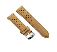 DKWOIS Bracelet de montre vintage fait main, 18 mm, 19 mm, 20 mm, 22 mm, 24 mm, style racing, en cuir gris, noir, marron, bleu, respirant et poreux.(Khaki,18mm)