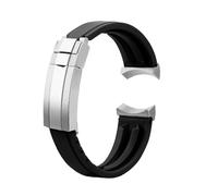 DKWOIS Bracelet en caoutchouc silicone 20 m/22 mm compatible avec les montres Tudor Green Bay Little Panda Black Shield Little Red Flower for homme, avec boucle déployante(Black-silver,22mm)