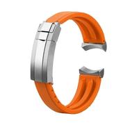 DKWOIS Bracelet en caoutchouc silicone 20 m/22 mm compatible avec les montres Tudor Green Bay Little Panda Black Shield Little Red Flower for homme, avec boucle déployante(Orange-silver,22mm)