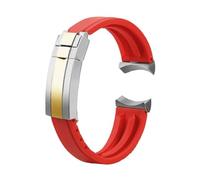 DKWOIS Bracelet en caoutchouc silicone 20 m/22 mm compatible avec les montres Tudor Green Bay Little Panda Black Shield Little Red Flower for homme, avec boucle déployante(Red-gold,22mm)