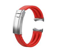 DKWOIS Bracelet en caoutchouc silicone 20 m/22 mm compatible avec les montres Tudor Green Bay Little Panda Black Shield Little Red Flower for homme, avec boucle déployante(Red-silver,22mm)