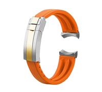 DKWOIS Bracelet en caoutchouc silicone 20 m/22 mm compatible avec les montres Tudor Green Bay Little Panda Black Shield Little Red Flower for homme, avec boucle déployante(Orange-gold,22mm)