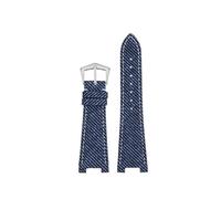 DKWOIS Bracelet hybride en cuir compatible avec Patek Philippe Nautilus, tissu denim texturé, 25 mm, design cranté, compatible avec PP5711/5726/5980(Blue Buckle 1)