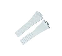 DKWOIS Caoutchouc de rechange FKM compatible avec les barrettes à ressort réglables à dégagement rapide Tissot PRX T1374007 A/410A CTS(White,11MM_SILVER BUCKLE)