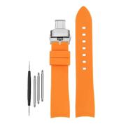 DKWOIS Compatible avec G-UCCI GC Bee Red Green 1474 Bracelet de montre en silicone YA1264033 Arc Mouth Bracelet en caoutchouc for homme et femme 20 mm 22 mm(A-orange-silver,22mm)