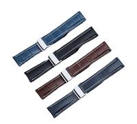 DKWOIS Compatible avec les bracelets de montre Breitling en cuir véritable for homme Avenger/Navitimer Premier, avec boucle déployante souple, 22 mm et 24 mm(A orange steel,22mm)