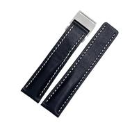 DKWOIS Compatible avec les bracelets de montre Breitling en cuir véritable for homme Avenger/Navitimer Premier, avec boucle déployante souple, 22 mm et 24 mm(A blue steel buckle,22mm)