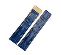 DKWOIS Compatible avec les bracelets de montre Breitling en cuir véritable for homme Avenger/Navitimer Premier, avec boucle déployante souple, 22 mm et 24 mm(B blue golden buckle,24mm)