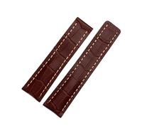 DKWOIS Compatible avec les bracelets de montre Breitling en cuir véritable for homme Avenger/Navitimer Premier, avec boucle déployante souple, 22 mm et 24 mm(B brown no clasp,22mm)