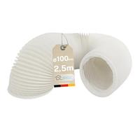 DL-pro 2,5 m Tuyau d’évacuation Ø100 mm - Gaine PVC blanche flexible pour climatiseur, hotte, sèche-linge - NON compatible Ø102 mm