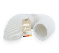 DL-pro 3 m Tuyau d’évacuation Ø100 mm - Conduit PVC flexible blanc pour hotte, climatiseur, sèche-linge - NON compatible Ø102 mm