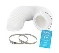 DL-pro 3m Tuyau d’évacuation Ø100 mm (intérieur) - pour climatiseur, hotte, sèche-linge - avec 2 colliers - flexible PVC blanc - NON compatible Ø102 mm