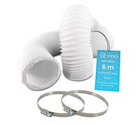 DL-pro 6m Tuyau d’évacuation Ø100 mm (intérieur) - pour climatiseur, hotte, sèche-linge - avec 2 colliers - flexible PVC blanc - NON compatible Ø102 mm