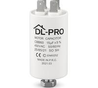 DL-pro Condensateur universel 15 µF 450 V Ø 40 x 70 mm avec connecteurs AMP 6,3 mm et vis de fixation M8 CBB60 pour appareils électroménagers